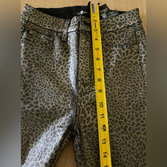 7 For All Mankind| Leopard Print Straight Jeans with Raw Hem—Waxed Material••• - Picture 14 of 16